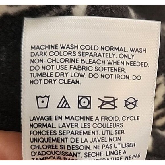 Medium Lands End Womens Jacket Full Zip Front Fleece Black White Pockets NEW - Picture 11 of 12